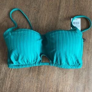 Shade & Shore Green Ribbed Bikini Top